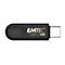 Schwarzer Emtec USB-C Stick mit 128 GB Kapazität vor weißem Hintergrund.