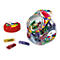 Ein durchsichtiges Glas mit farbigen 16 GB Emtec USB-Sticks und rotem Deckel.