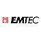 Firmenlogo von EMTEC mit rotem quadratischen Spiralsymbol und schwarzem Schriftzug auf weißem Grund.