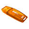 Transparenter, orangefarbener EMTEC USB-Stick mit 128 GB Kapazität vor weißem Hintergrund.