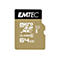 Emtec microSDXC 64GB Speicherkarte mit weißem Logo und Text auf goldenem Hintergrund.