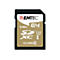 Emtec SDXC Speicherkarte mit 64GB und 95 MB/s auf goldenem Hintergrund.