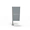 Grey, freestanding advertising board with hexagonal base. On a white background. The board is divided into two areas.