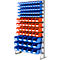 Enkelzijdig rek, 12 rijen, incl. 50 x open front magazijnbakken LF 211/28 x LF 221/15 x LF 321, B 1145 x D 400 x H 1950 mm, staal, grijs