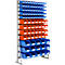 Enkelzijdig rek, 12 rijen, incl. 50 x open front magazijnbakken LF 211/28 x LF 221/15 x LF 321, B 1145 x D 400 x H 1950 mm, staal, grijs