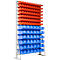 Enkelzijdig rek, 13 rijen, incl. 70 magazijnbakken met open voorzijde LF 211 &amp; 42 magazijnbakken met open voorzijde LF 221, B 1145 x D 400 x H 1950 mm, staal, grijs