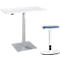 Ensemble de 2 meubles de bureau, table d'appoint mono-colonne Start Off, réglage électrique de la hauteur, blanc/blanc-aluminium 