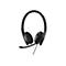 Schwarzes Headset mit Mikrofon, perforierten Ohrmuscheln und EPOS-Logo, vor weißem Hintergrund.