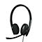 Black headset with headband, earcups and microphone.