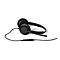Schwarzes Headset mit Mikrofon, Kabel und Bedienelementen auf weiÃŸem Hintergrund.