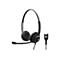 Schwarzes Headset mit Mikrofon und Kabel. Neben dem Headset ein Bedienelement.