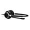 Schwarzes Headset mit Mikrofon. Markennamen EPOS.