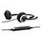 Schwarzes Headset mit Ohrmuscheln, Mikrofon und Bedienelementen, vor weiÃŸem Hintergrund.