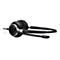 Schwarzes Headset mit Mikrofon, silbernen Elementen und dem EPOS-Logo.