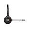 Schwarzes Sennheiser Headset mit Mikrofon, Nahaufnahme vor weiÃŸem Hintergrund. Am BÃ¼gel steht Sennheiser, am Ohrpolster SDW 10.