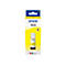 Gelbe Epson 103 EcoTank Tintenflasche in ihrer Originalverpackung vor weißem Hintergrund.