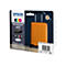 Orangefarbene Epson Tintenpatronen-Verpackung mit einer abgebildeten orangefarbenen Reisetasche. Aufgedruckt sind Logos und technische Daten.