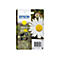 Cartouche d'encre jaune Epson 18XL sur fond de marguerites. Le texte de l'emballage est clairement visible.