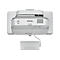Weißer Epson Projektor Modell EB-695WI mit angeschlossenem Bedienteil auf weißem Hintergrund.