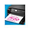 Schwarzer Drucker, Papierausgabe mit pinkfarbenem Text: Print tot 7500 pagina's* . Epson Logo.