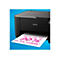 Schwarzer Drucker mit Ausdruck 'Save up to 90% on ink costs'. Epson Logo.