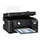 Schwarzer Epson EcoTank Multifunktionsdrucker mit Bedienfeld und ausgedrucktem Dokument.
