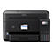 Schwarzer Epson EcoTank Multifunktionsdrucker mit Tintentanks vorne und Touchscreen-Display.