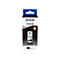 Schwarze Epson EcoTank Tintenflasche 110S in Originalverpackung. Mit Text "EPSON" und Logo.