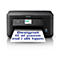 Schwarzer Epson Drucker druckt Text in Blau: Designet til at passe ind i dit hjem.