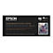 Epson Produktverpackung für Water Resistant Matte Canvas, eine schwarze Box mit Produktdetails und einem Bildbeispiel.