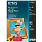 Epson photo paper pack. A happy child with sunglasses is shown in a picture attached to a corkboard.