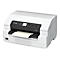 Weißer Drucker mit schwarzem Bedienfeld. Papier wird ausgeworfen. Auf dem Bedienfeld ist das Epson Logo und die Bezeichnung PLD-50W zu sehen.