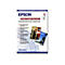 Packung Epson Premium Semigloss Fotopapier im A3-Format mit Produktinformationen und Beispielfotos.