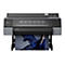 Großer Drucker, darunter ein Druck mit einer Frau in blauem Kleid. Drucker mit Epson-Logo und SureColor P9500-Schriftzug.