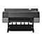 Großer, grauer Drucker Epson SureColor P9500 mit geöffnetem Papierausgabefach und Bedienfeld. Der Drucker steht auf einem weißen Hintergrund.