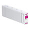 Eine weiße Epson-Tintenpatrone mit Aufschrift "Vivid Magenta" und weiteren Informationen. Aufdrucke: "T8003", "700ml".