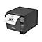 Schwarzer Thermodrucker mit ausgedrucktem Papier, Epson Schriftzug.