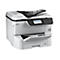 Weißer Epson Multifunktionsdrucker mit Touchscreen-Display vor neutralem Hintergrund.