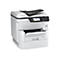 Ein weißer Epson Multifunktionsdrucker mit Bedienfeld und Display vor weißem Hintergrund.