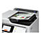 Nahaufnahme eines Epson-Druckers mit einem bedruckten Bericht im Einzug und aktivem Touchscreen-Display.