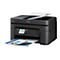Schwarzer Epson-Multifunktionsdrucker, der Papier ausgibt. Oben liegt ein Blatt Papier im Fach.
