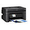 Schwarzer Epson-Multifunktionsdrucker, der ein bedrucktes Blatt auswirft. Auf der Vorderseite befinden sich ein Touchscreen und eine Tastatur.