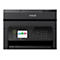 Schwarzer Epson Drucker. Mit Bedienfeld, Display und Tasten. Das Epson Logo ist oben zu sehen.