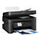 Ein schwarzer Epson-Multifunktionsdrucker mit Papierausgabe. Auf der OberflÃ¤che befindet sich ein Bedienfeld und gedrucktes Papier.
