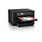 Schwarzer Drucker mit ausgedrucktem Papier. Das Epson Logo ist sichtbar.