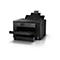 Schwarzer Epson Multifunktionsdrucker vor weißem Hintergrund mit Papierfächern und Bedienfeld.