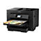 Schwarzer Drucker, bedruckt mit Diagrammen. Epson-Logo.