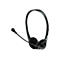 Schwarzes Headset mit Mikrofon auf weißem Hintergrund.