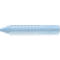 Light blue eraser with holes and a pointed tip. Printed text: PVC-FREE ERASER, Faber-Castell.