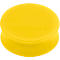Yellow, round magnet by magnetoplan. The magnet is divided into two halves.